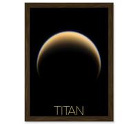 Artery8 NASA Our Solar System Titan Saturn's Moon North Pole Artwork Framed Wall Art Print A4 in Brown Artery8 Brown