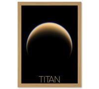 Artery8 NASA Our Solar System Titan Saturn's Moon North Pole Artwork Framed Wall Art Print A4 in Light Oak Artery8 Light Oak
