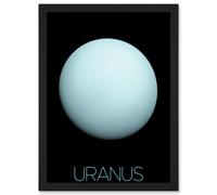 Artery8 NASA Our Solar System Uranus Planet Voyager 2 Image Artwork Framed Wall Art Print A4 in Black Artery8 Black