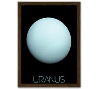 Artery8 NASA Our Solar System Uranus Planet Voyager 2 Image Artwork Framed Wall Art Print A4 in Brown Artery8 Brown