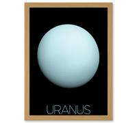 Artery8 NASA Our Solar System Uranus Planet Voyager 2 Image Artwork Framed Wall Art Print A4 in Light Oak Artery8 Light Oak