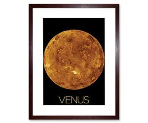 Artery8 NASA Our Solar System Venus Planet Northern Hemisphere Artwork Framed Wall Art Print 12X16 Inch