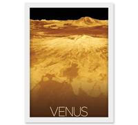 Artery8 NASA Our Solar System Venus Planet Sapas Mons Artwork Framed Wall Art Print A4 in White Artery8 White