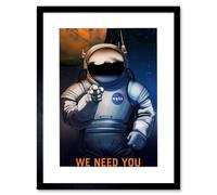 Artery8 NASA Science Mars Exploration We Need You Astronaut Poster Space Travel Job Advert Framed Wall Art Print Picture 12X16 inch Artery8 Blue W12" x H16"