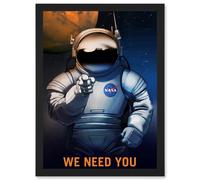 Wee Blue Coo NASA Space Job Advert We Need You Artwork Framed Wall Art Print A4