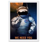 Artery8 NASA Space Job Advert We Need You Artwork Framed Wall Art Print A4 in White Artery8 White