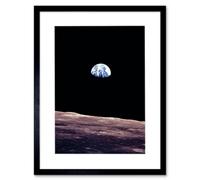 Wee Blue Coo Space Photo Planet Earth Lunar Surface Moon Cool USA Framed Wall Art Print