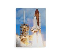 Artery8 NASA Space Shuttle Discovery Rocket Launch Canvas Wall Art Print in Blue | Size: W24" x H32" Artery8 Blue W24" x H32"