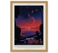 Artery8 Nasa Space Travel Advert Trappist 1E Planet Hop A4 Artwork Framed Wall Art Print