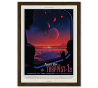 Artery8 Nasa Space Travel Advert Trappist 1E Planet Hop A4 Artwork Framed Wall Art Print