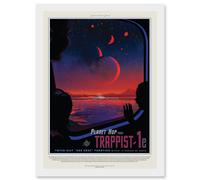 Artery8 Nasa Space Travel Advert Trappist 1E Planet Hop A4 Artwork Framed Wall Art Print