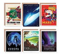 Artery8 NASA Space Travel Grand Tour Mars Earth Europa Jupiter All Occasions Various Assorted Blank Greeting Cards With Envelopes Pack of 6