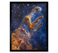 Wall Art Print NASA James Webb Space Telescope Pillars Of Creation Universe Cosmic Dust Star Formation Art Framed Artery8 Black W12 inch x H16 inch