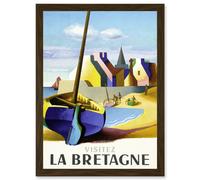 Artery8 Nathan Visit Brittany Bretagne Railway Travel Advert France Artwork Framed Wall Art Print A4 in Brown Artery8 Brown