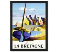 Artery8 Nathan Visit Brittany Bretagne Railway Travel Advert France Artwork Framed Wall Art Print A4 in Black Artery8 Black