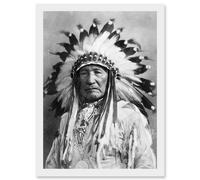 Native American Dian Mountain Chief A4 Artwork Framed Wall Art Print Artery8 White One Size
