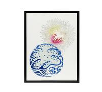 Artery8 Nature Chrysanthemum Waves Framed Canvas Wall Art Print Shin Bijutsukai in White | Size: W24" x H32" Artery8 White W24" x H32"