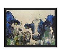 Artery8 Nature Cow Cattle Farm Animal Artwork Framed Wall Art Print A4