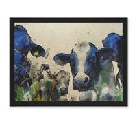Artery8 Nature Cow Cattle Farm Animal Artwork Framed Wall Art Print A4 in Black Artery8 Black