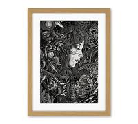 Artery8 Nature Goddess Black and White Modern Illustration Artwork Framed Wall Art Print 18X24 Inch