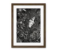 Artery8 Nature Goddess Black and White Modern Illustration Artwork Framed Wall Art Print 18X24 Inch