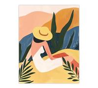 Artery8 Nature Lover Sunbathing Woman Abstract Painting Living Room Extra Large XL Wall Art Poster Print