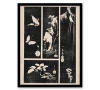 Artery8 Nature Vintage Harimaze Sheet Vintage Framed Wall Art Print Hiroshige in Black | Size: W12" x H16" Artery8 Black W12" x H16"