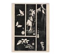 Artery8 Nature Vintage Harimaze Sheet Vintage Wall Art Print Hiroshige in Black | Size: W18" x H24" Artery8 Black W18" x H24"