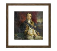 Artery8 Navez Portrait Leonard Pierre Joseph Painting 8X8 Inch Square Wooden Framed Wall Art Print Picture with Mount in Brown Artery8 Brown