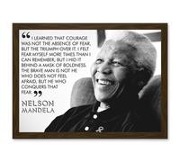 Nelson Mandela Quote I Learned That Courage Typography A4 Artwork Framed Wall Art Print Artery8 Brown One Size