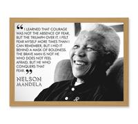 Nelson Mandela Quote I Learned That Courage Typography A4 Artwork Framed Wall Art Print Artery8 Light Oak One Size