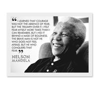 Nelson Mandela Quote I Learned That Courage Typography A4 Artwork Framed Wall Art Print Artery8 White One Size