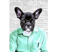 Artery8 Nerdy French Bulldog Upcycle Style Dictionary Art Print Canvas Premium Wall Decor Poster Mural