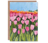 Artery8 Netherlands Tulip Fields Colourful Watercolour For Her Woman Birthday Card