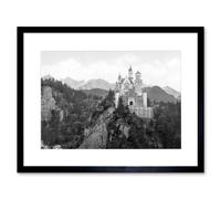 Artery8 Neuschwanstein Castle Bavaria Germany Vintage Black & White Mountain Landscape Photo Artwork Framed Wall Art Print 12X16 Inch Artery8 Black