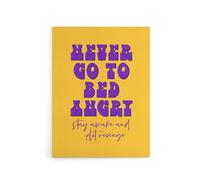 Artery8 Never Go To Bed Angry Stay Awake Plot Revenge Canvas Wall Art Print in Yellow | Size: W18" x H24" Artery8 Yellow W18" x H24"
