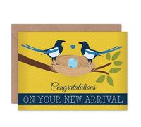 Artery8 New Arrival Congratulations Magpies Nest Egg New Baby Card Artery8 Multicolor