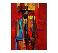 New Orleans Jazz Music Fest Abstract Violinist Wall Art Print Artery8 Red W18 inch x H24 inch