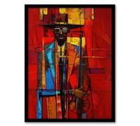Artery8 New Orleans Jazz Music Fest Abstract Violinist Wall Art Print - A4 Size