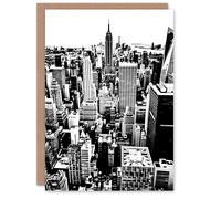 Artery8 Greeting Card New York Aerial View Black White High Contrast Blank For Him Or Her Art Birthday Card