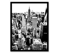 Artery8 New York Aerial View Black White High Contrast Living Room Artwork Framed Wall Art Print A4