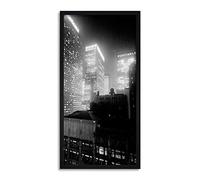 Artery8 New York At Night Skyscrapers Vintage Photo Framed Wall Art Print Long 25X12 Inch