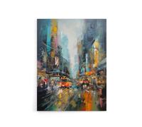 Artery8 New York City Rain Abstract Cityscape Canvas Wall Art Print | Size: W24" x H32" Artery8 Multicolor W24" x H32"