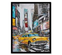 Artery8 New York City Taxi Cars Times Square Cityscape Living Room Artwork Framed Wall Art Print A4