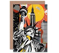 Artery8 New York Collage NYC Halftone Pop Art Custom Greeting Card Personalised Message Inside for Him or Her Man Woman Birthday Thank You Congratulations