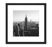 Artery8 New York Empire State Building City Black White Photo 8X8 Inch Square Wooden Framed Wall Art Print Picture with Mount Artery8 Black