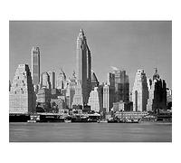 Artery8 New York From River Skyscrapers Vintage Photo Art Print Canvas Premium Wall Decor Poster Mural