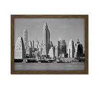 Artery8 New York From River Skyscrapers Vintage Photo Artwork Framed Wall Art Print 18X24 Inch