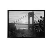 Artery8 New York George Washington Bridge Framed Canvas Wall Art Print in Grey | Size: W18" x H24" Artery8 Grey W18" x H24"