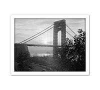 Artery8 New York George Washington Bridge Hazy Vintage Photo Artwork Framed Wall Art Print 18X24 Inch